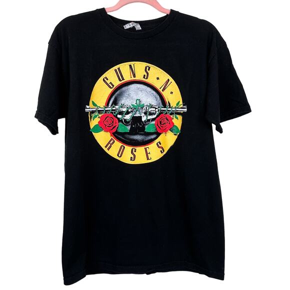 Vintage Guns N Roses Band T Shirt Circle Logo Black Short Sleeve - Picture 1 of 4